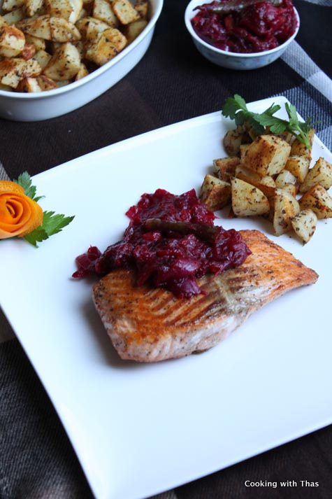 Salmon with Cranberry Chutney β A Healthy Dinner - Cooking with Thas