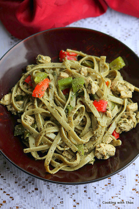 Pesto Chicken Pasta – Spinach Pesto Pasta - Cooking with Thas - Healthy ...
