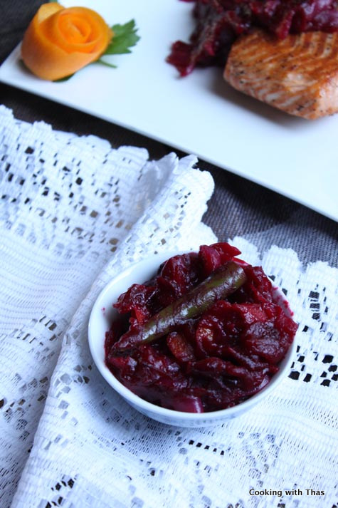 salmon-in cranberry chutney