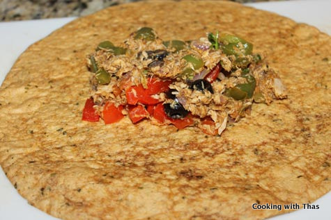 wrapping tuna in tortilla