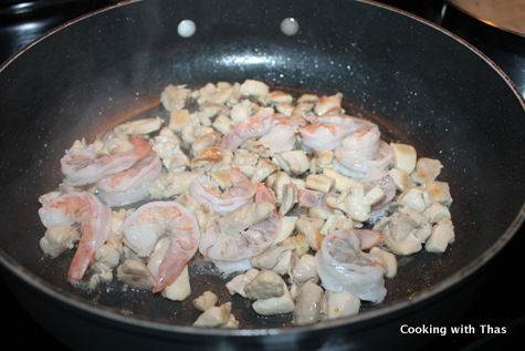 stir frying chicken