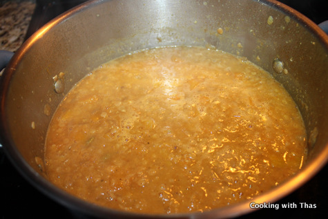 making-squash lentil soup