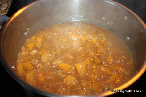 making-squash-lentil soup