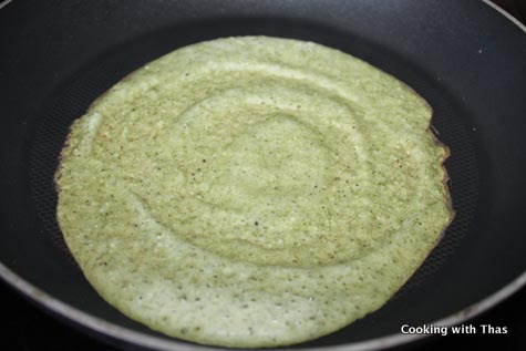 makign mung bean dosa