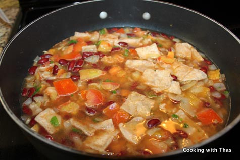 making-tortilla chicken soup