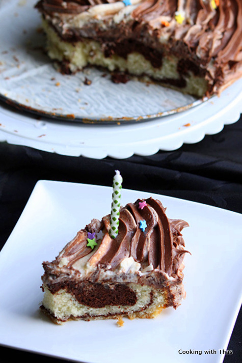 Marble cake with-swirled frosting