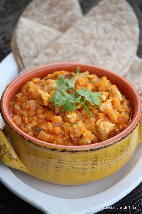 chicken-red lentil curry