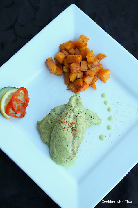 pan fried chicken in coconut tamarind sauce