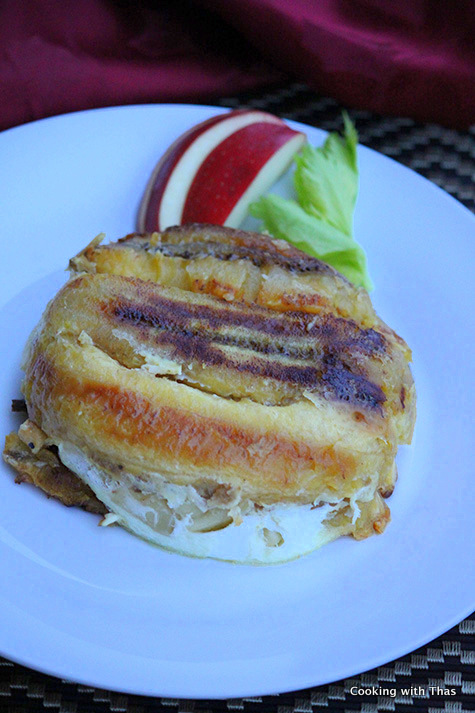 plantains-stuffed with apples and coconut