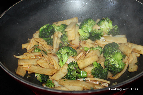 stir frying veggies