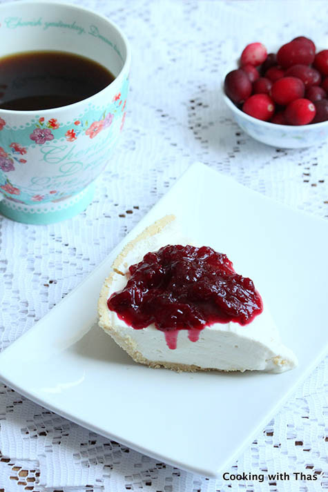 Tart with Cream cheese filling and Cranberry sauce