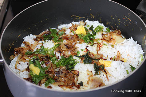 cooking dum biryani