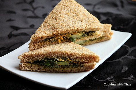 Pesto cucumber sandwich