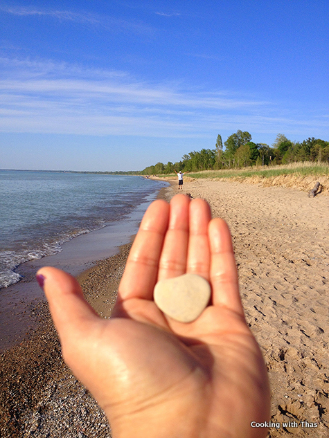 beach heart shaped stone