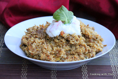 cracked wheat beef biryani