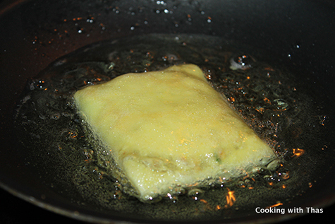 frying crepe with chicken