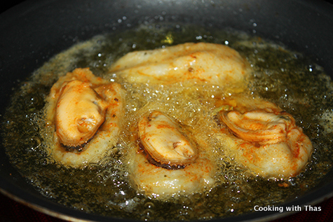 frying stuffed mussels