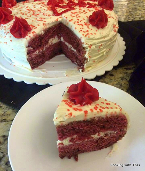 Red velvet cake with frosting