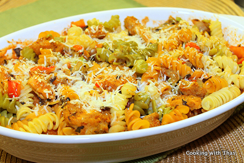 Baked Crsuted chicken pasta