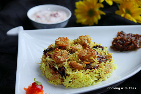 tasty shrimp biryani