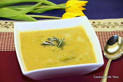 Asparagus- lentil soup