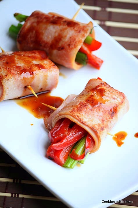 Chicken-bacon wrapped veggies