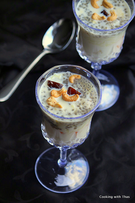 Chilled Cashew Nut Milk with Fruits