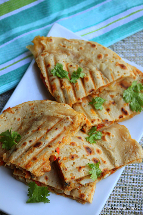 Indian Style Quesadilla- Using Wheat Crepes - Cooking with Thas