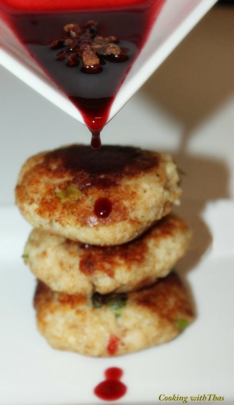Crab Cakes with Spice Infused Pomegranate Sauce
