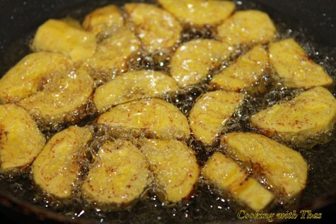 Plantain frying in oil