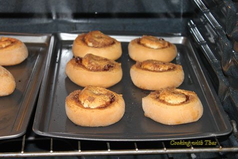 Cinnamon Raisin Rolls in the oven