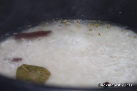 Cooking rice for biryani