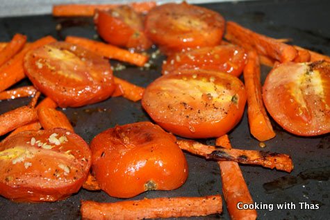 Oven Roasted tomatoes-carrots
