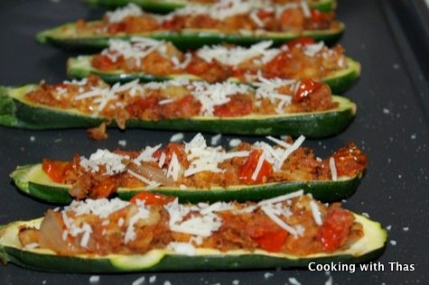 Ready to bake stuffed zucchini