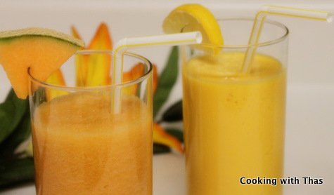Cantaloupe Juice and Mango Lassi