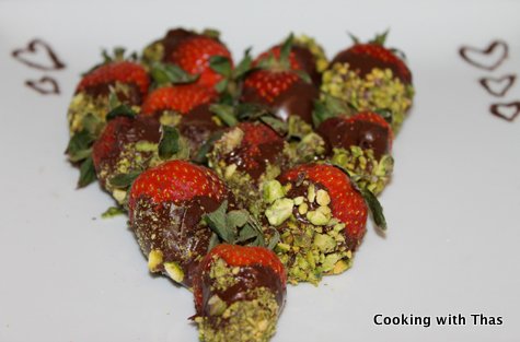 Chocolate Pistachios covered Strawberries