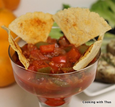Homemade baked Tortilla chips with Salsa