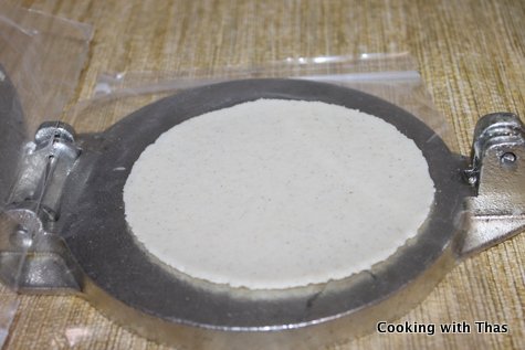 Making tortilla in a press
