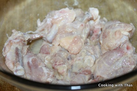 chicken lollipops marinating