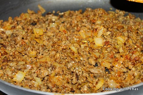 cooking ground beef stuffing