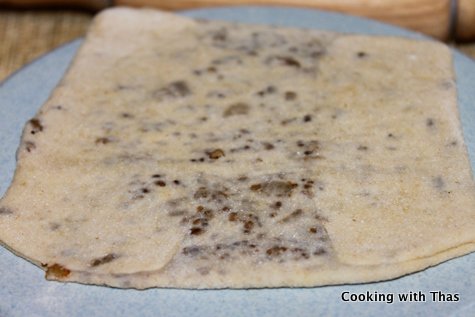 making ground beef paratha