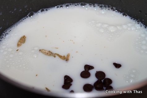 making hot cardamom chocolate