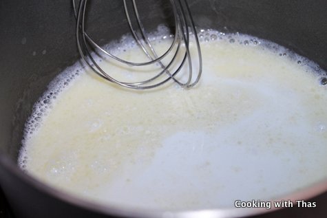milk and butter simmering