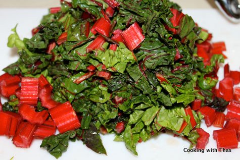chopped red swisschard