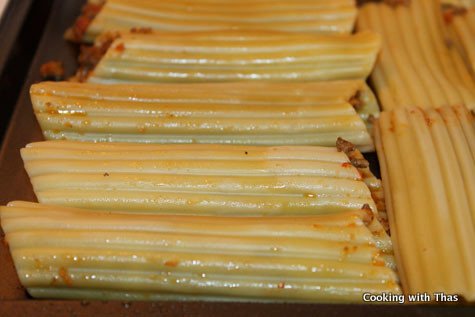 stuffed manicotti ready for baking