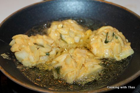 frying onion fritters