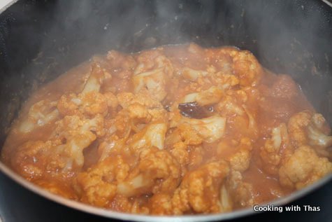Making Cauliflower Fenugreek Leaves Korma
