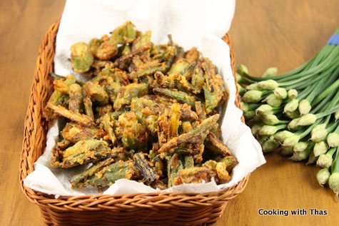 Okra and chive fritters