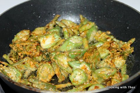 frying okra and chives