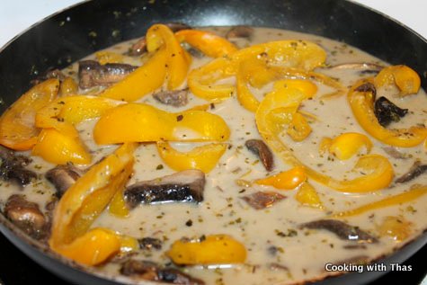 making-creamy mushroom pasta